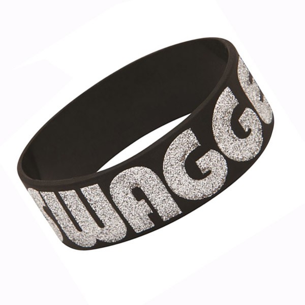 Silicone Wristbands With Silvery Glitter Logo
